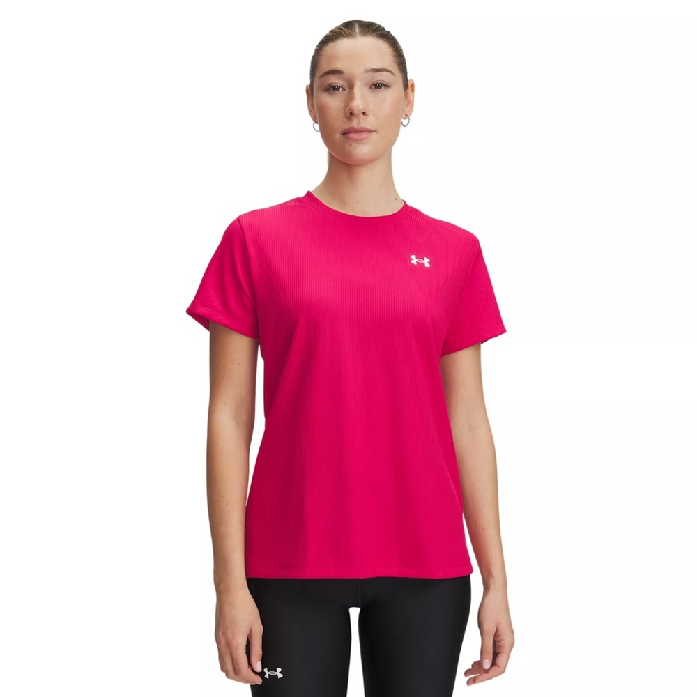 Under Armour Women's Pink Tech Rib Short Sleeve Tee